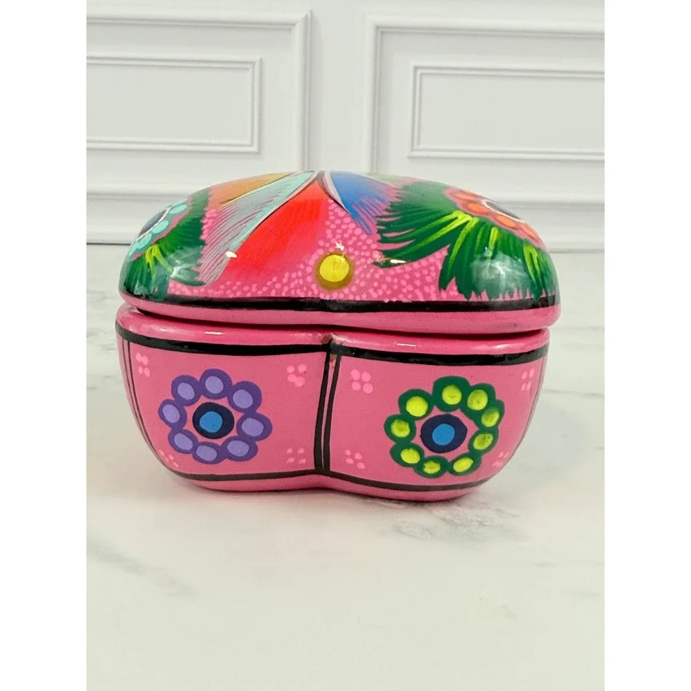 Hand Painted Mexican Terracotta Heart Shaped 4